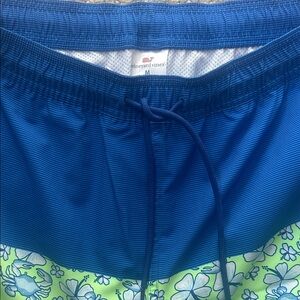 Vineyard Vines Blue and Lime Floral Swim Shorts